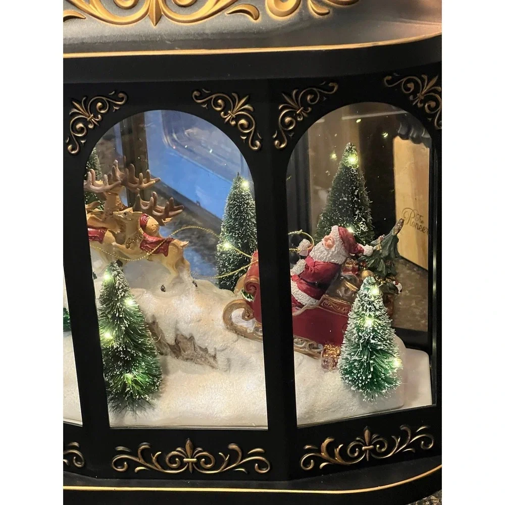 Christmas Illuminated Lantern with Interior Holiday Scene by Valerie Parr Hill